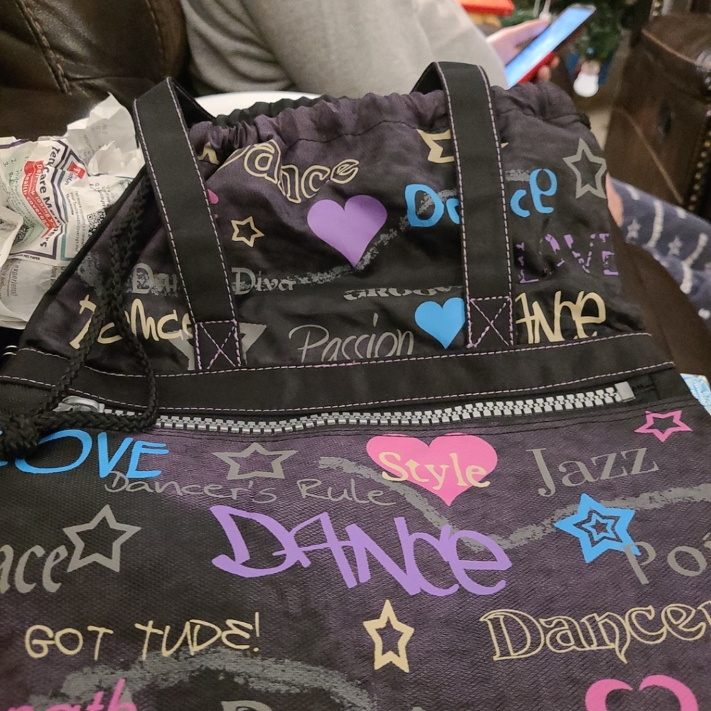 Danshuz Womens Girls Purple Front Zipper Dance Attitude Tote Bag